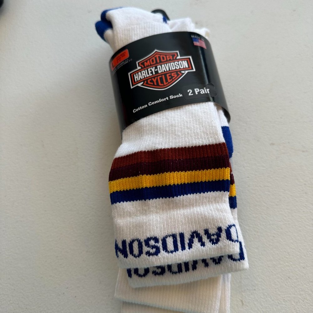 Harley-Davidson 2-prs Cotton Comfort different Socks	 Large 9-13  #21, S1
